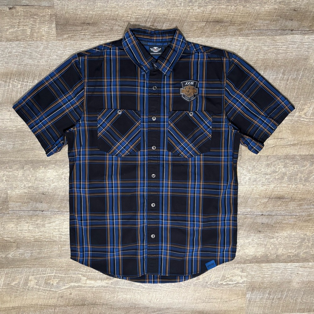 Harley-Davidson 2018 115th Anniversary Button Up Shirt Men's M Plaid Emboridered
